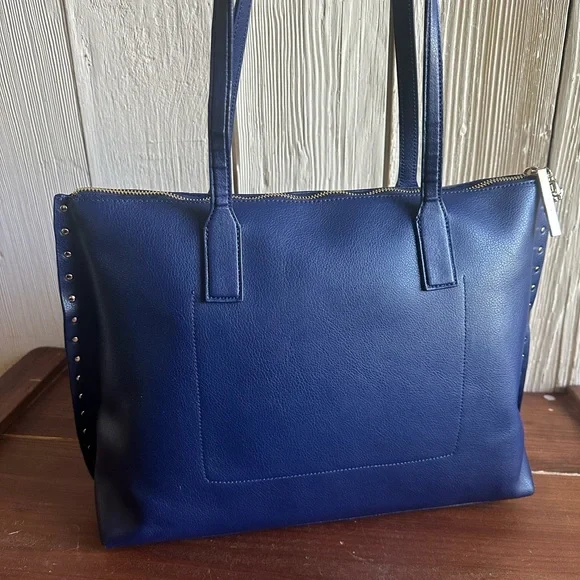 Kate Spade On Purpose Navy Leather Studded Tote Rwanda + MagSafe Wallet NWT - Picture 4 of 12